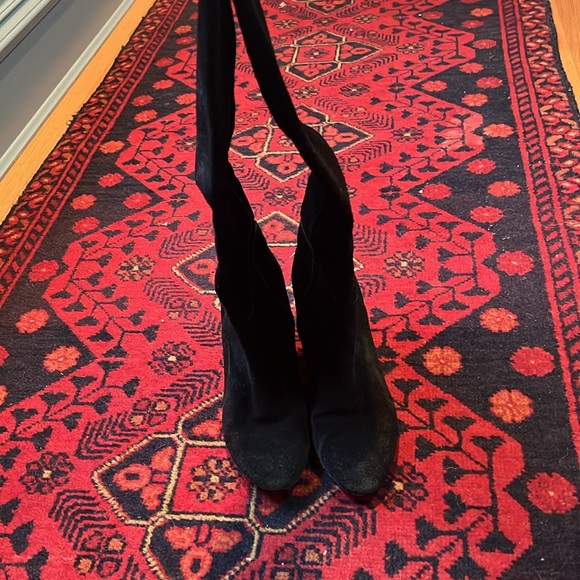 Kate Spade Black Suede Stud Heeled Boots - 6 - Picture 7 of 12